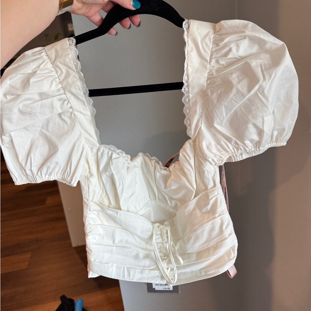 House of CB Ivory Smocked Corset Blouse